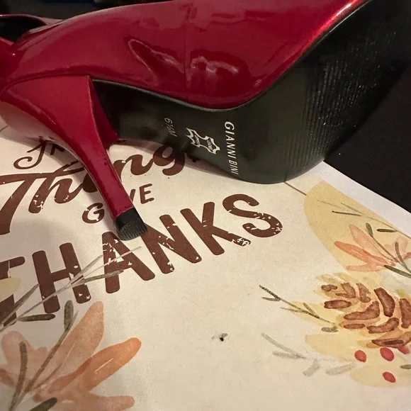 Gianni Bini Red Peep-Toe Heels - Picture 5 of 12
